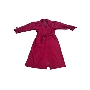 VTG London Fog Burgundy Red Trench Coat Belted Women Size 6
